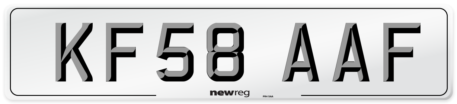 KF58 AAF Number Plate from New Reg